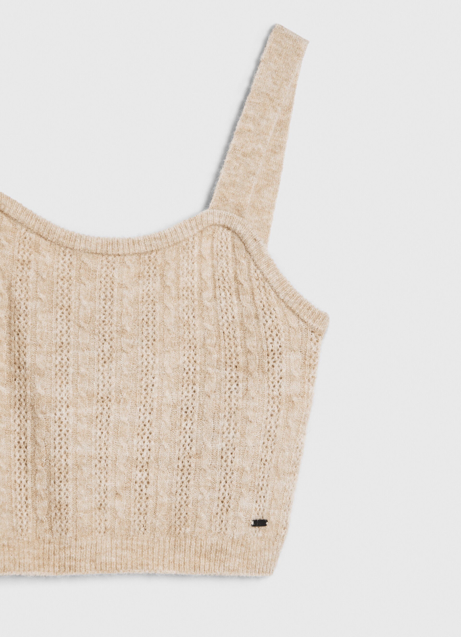 BLUSA DE ALÇAS TRICÔ - BEGE
