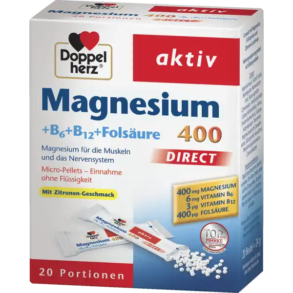 aktiv Magnesium 400 Direct + B6 + B12 + Folsäure