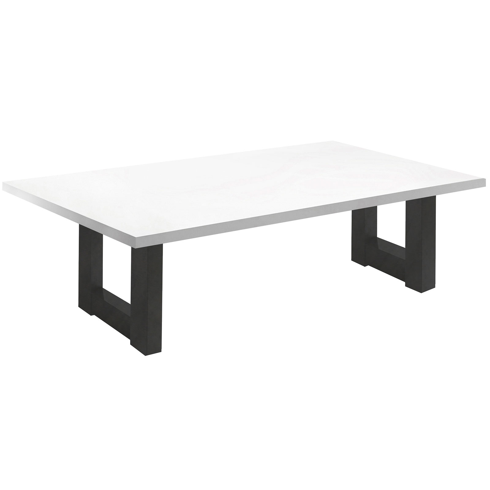 Couchtisch - Schwarzstahl-weiß matt - U-Gestell - 120x70 cm