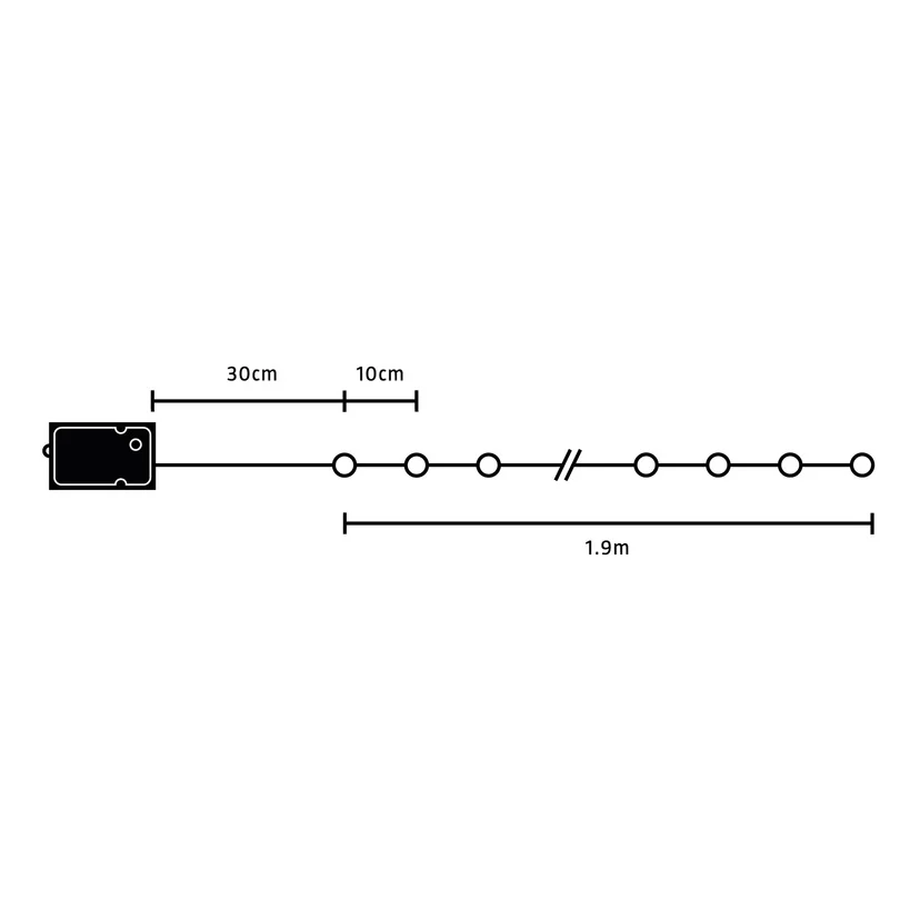 Batteridrevet lysslynge LED 1,9 m IP20