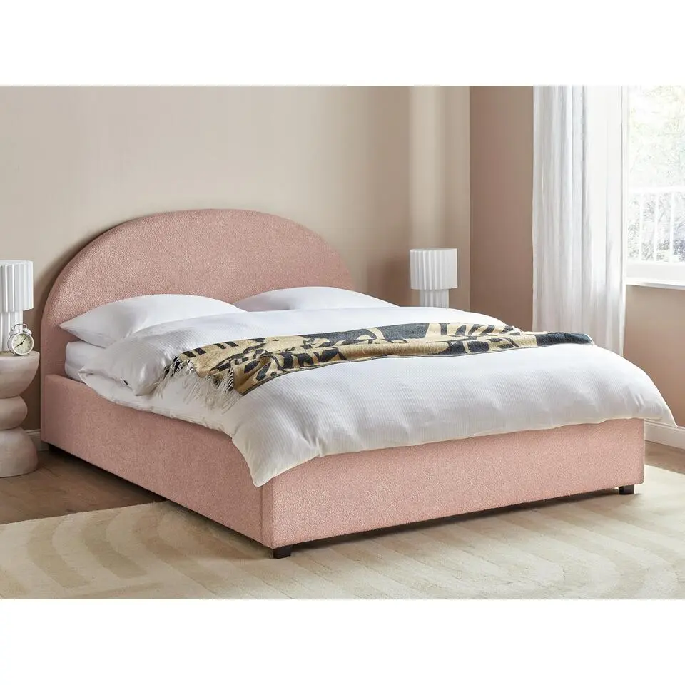 VAUCLUSE - Bed met opbergruimte - Pastelroze - 140 x 200 cm - Bouclé