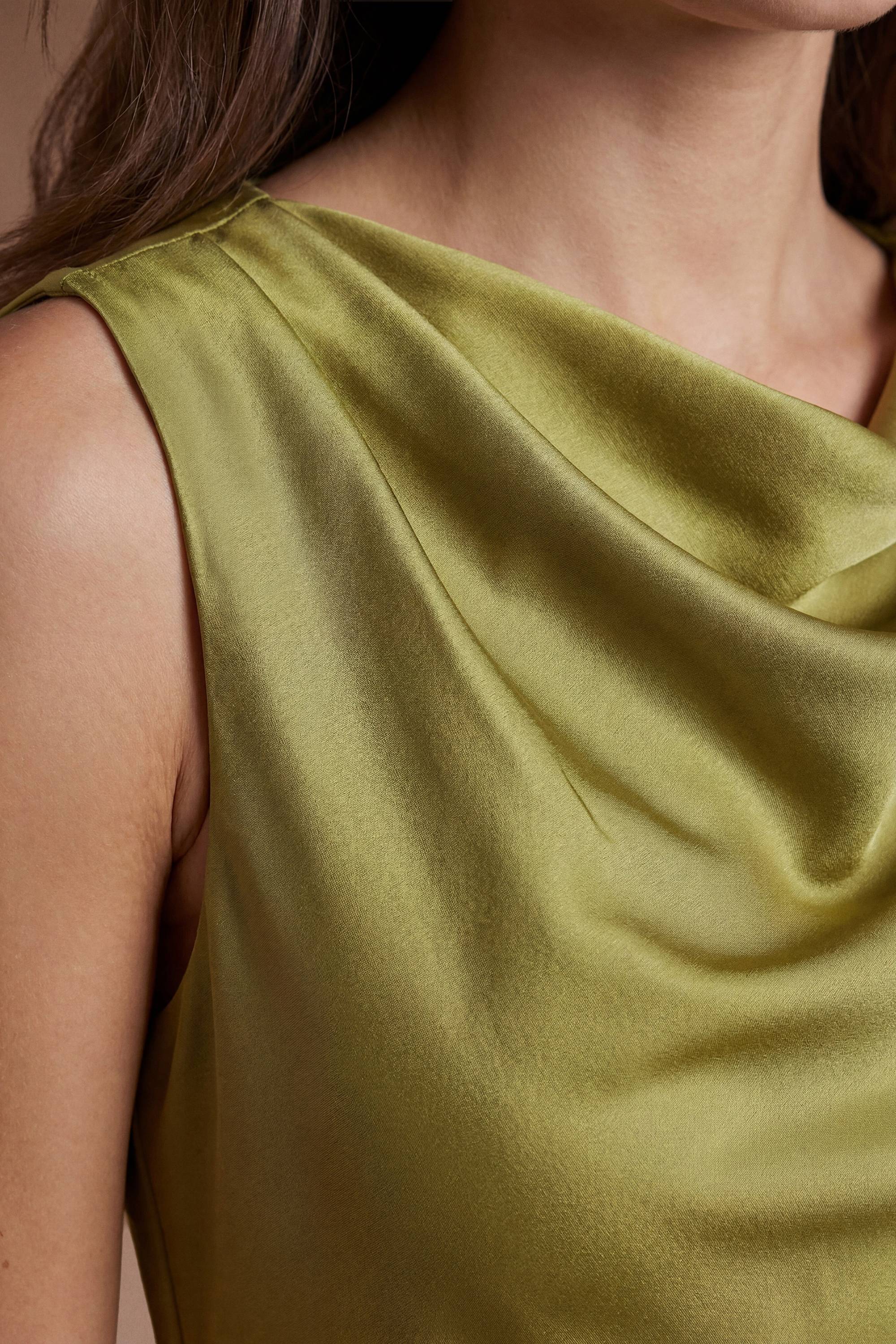 Coast Robe Midi En Satin Sans Manches À Col Drapé