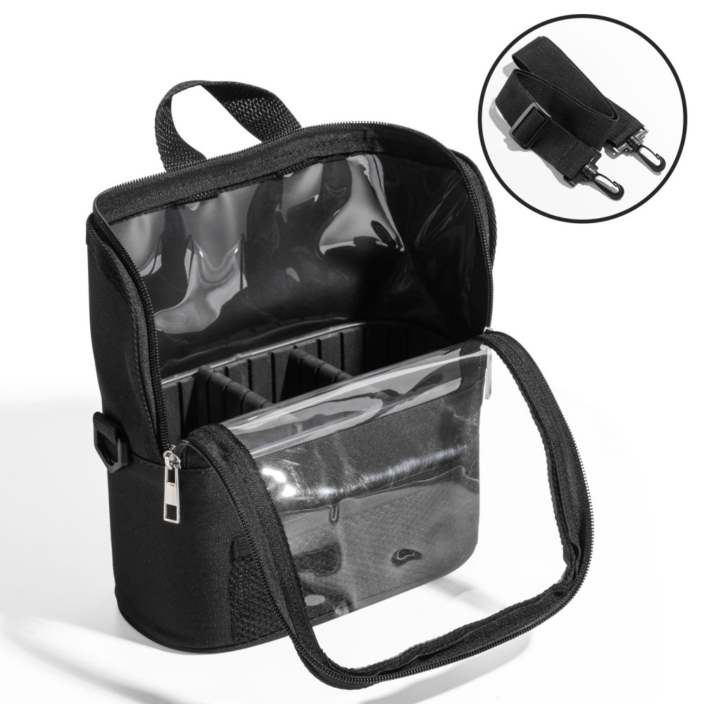 (235x210mm) Reise Necessaire Kosmetik Make Up Tasche Kulturbeutel Organizer Bag inkl. Schultergurt - Schwarz
