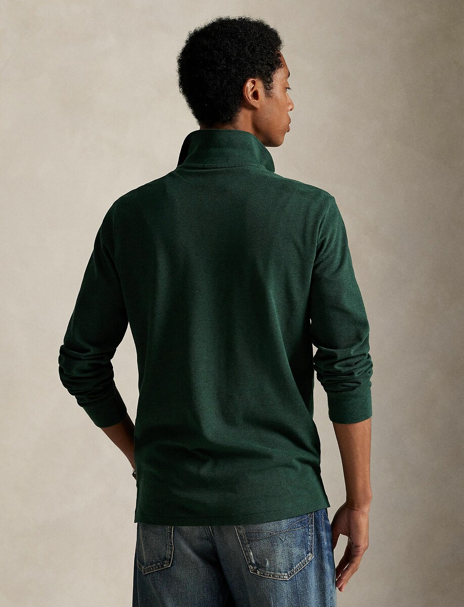 POLO RALPH LAUREN<br>Polo de manga comprida com corte justo em piqué