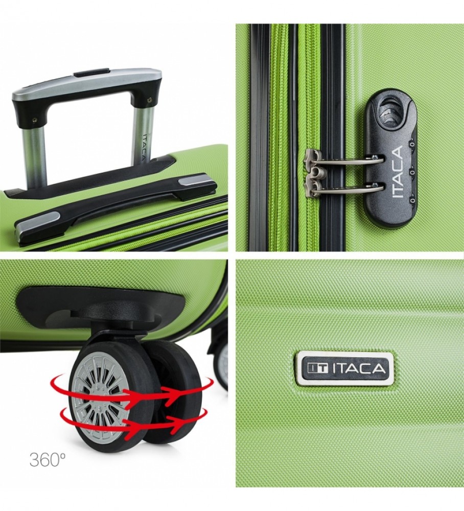 Mala de viagem rígida média com 4 rodas ITACA 71260 Pistache - 65 x 42 x 26 cm -