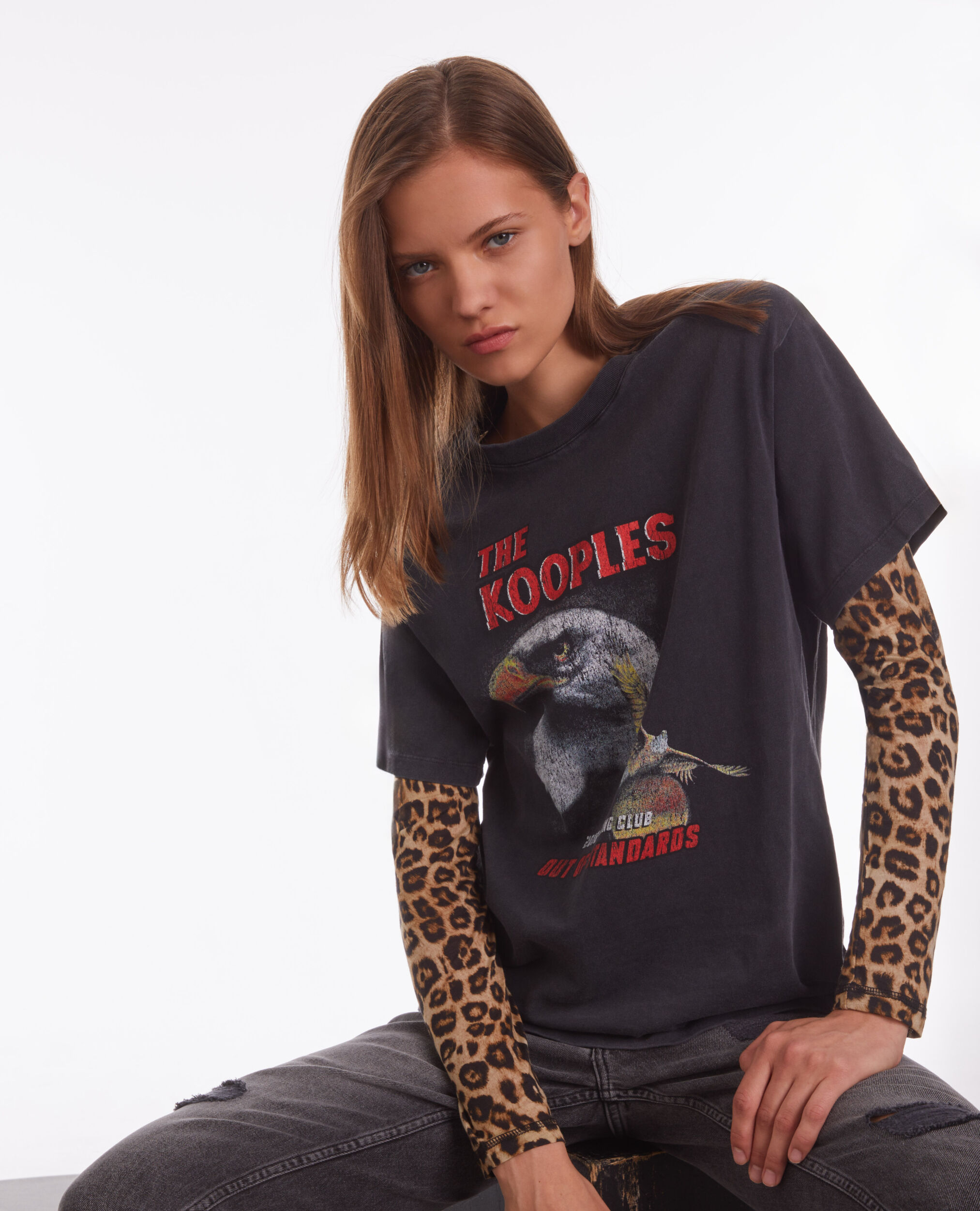 T-shirt noir avec sérigraphie Eagle