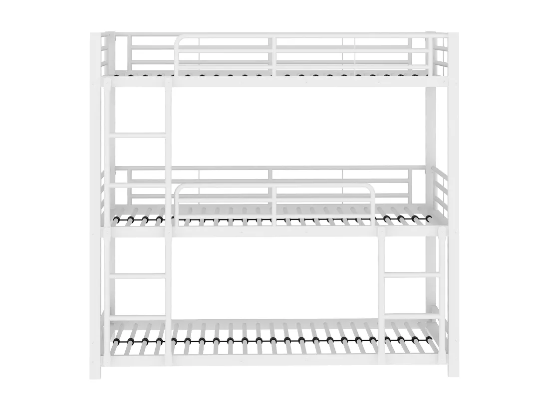 Lit superposé triple - 3x90x200cm - cadre en fer - Blanc