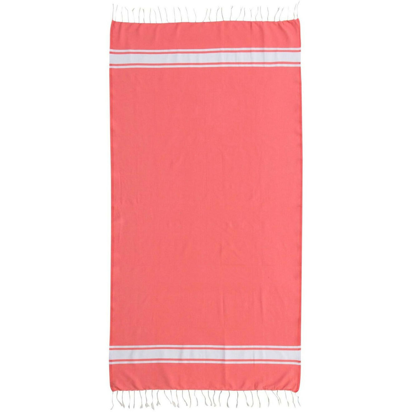 Febronie Fouta Traditionelle St Tropez orange corail/blanc - 100x200 cm