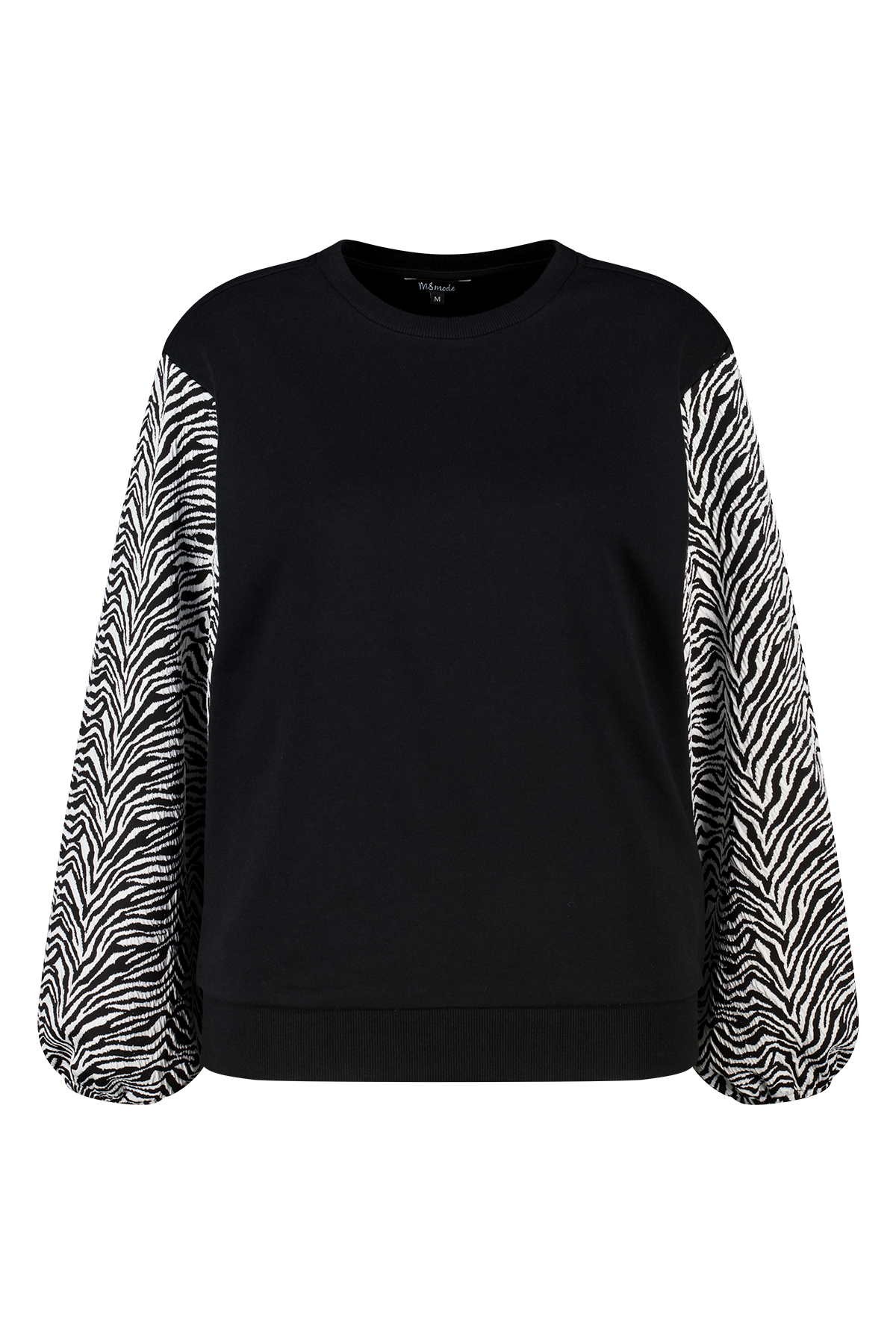 Sweater met ballonmouwen met opdruk Zwart