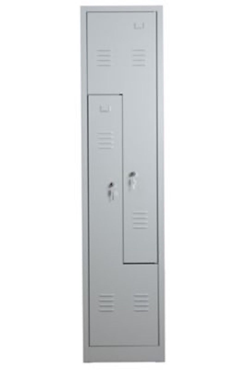 PROREGAL Garderobekast Camel 2-Vaks Z-Design HxBxD 180 x 41 x 50 cm Cilinderslot Grijs
