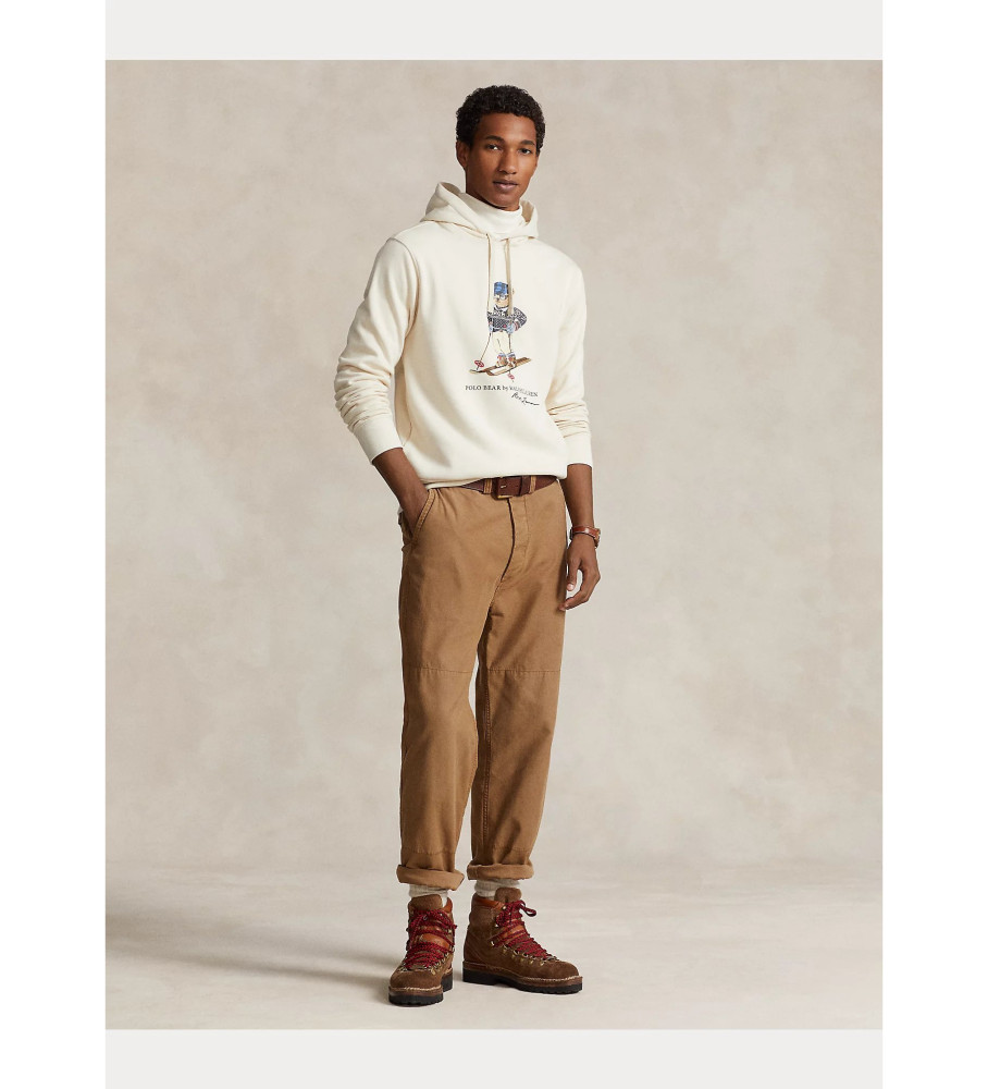Moletom Ralph Lauren Polo de pelúcia com estampa de urso bege