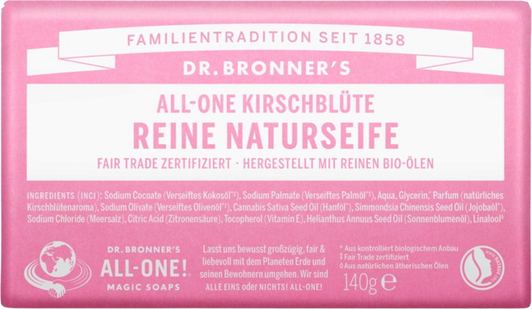 Dr. Bronner's  Bar Soap Kirschblüte, 140 g