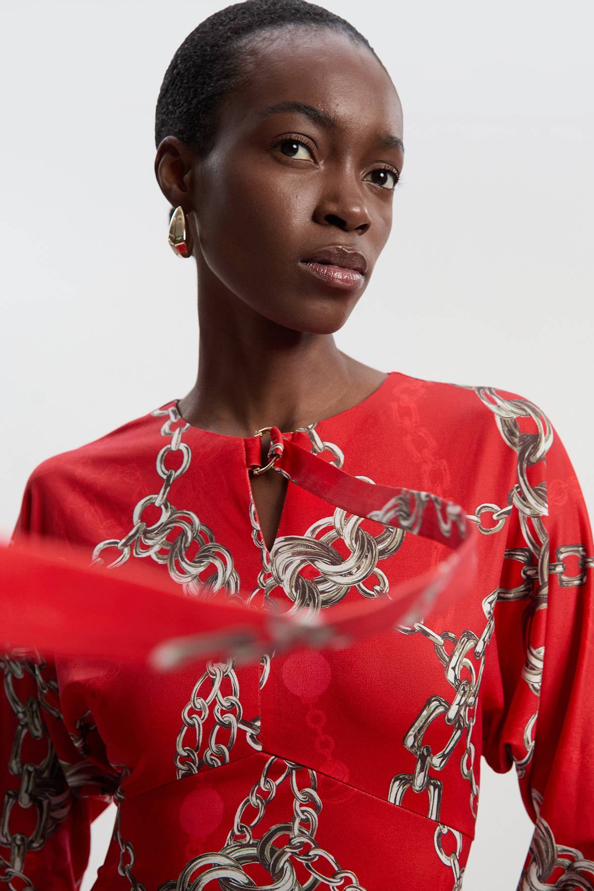 KarenMillen Robe Mini en Crêpe Imprimé Chaîne