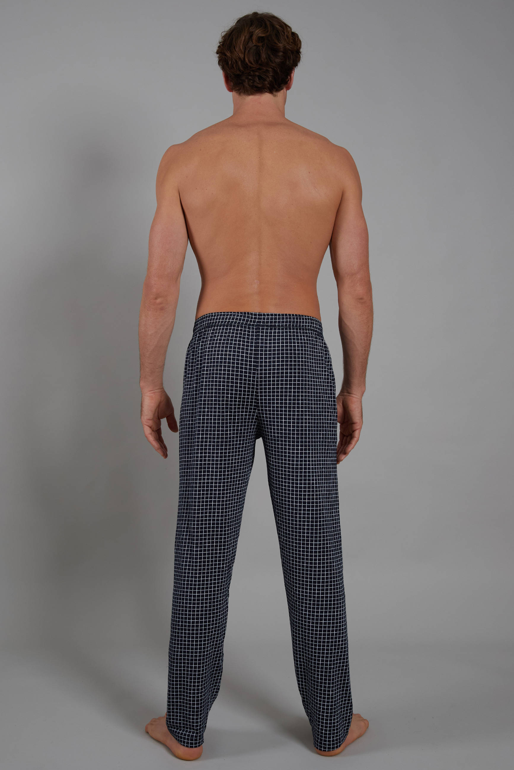 Ceceba +size geruite pyjamabroek donkerblauw