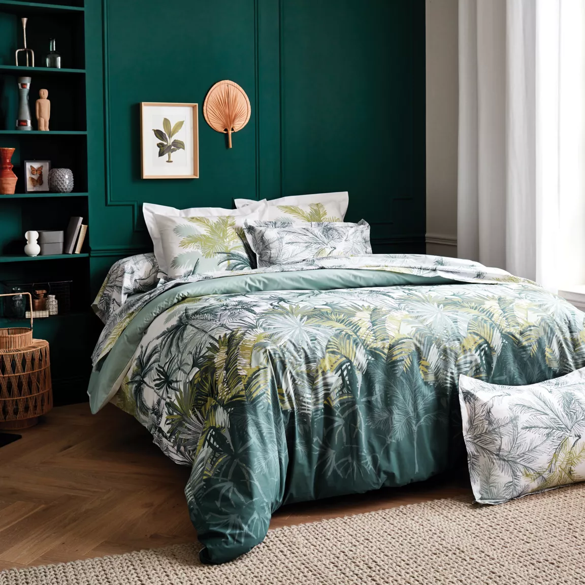 Taie d'oreiller rectangulaire percale de coton (50 x 70 cm) Trinidad Mousson Verte