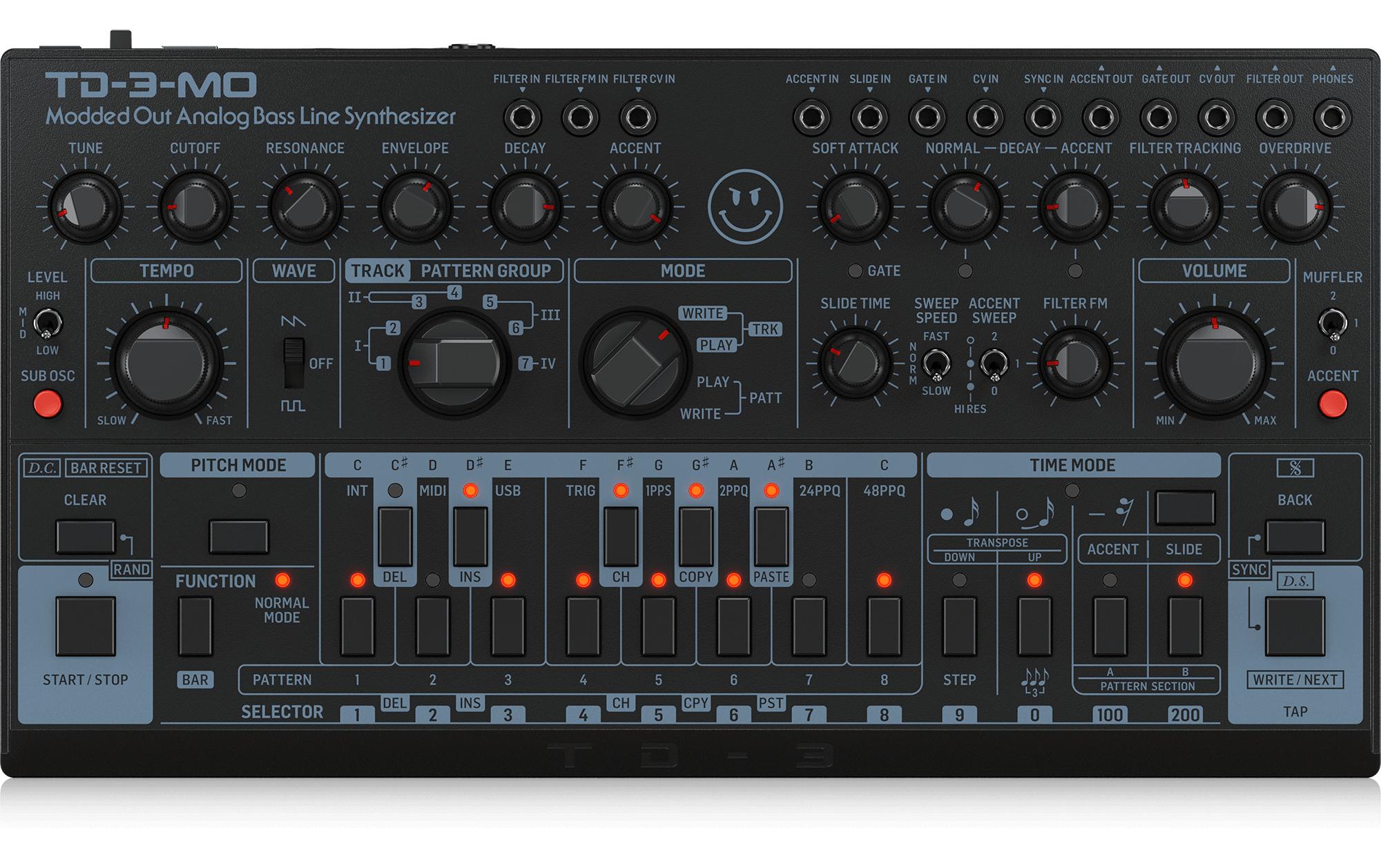 Synthesizer Analog Bass Line Synthesizer TD-3-MO-BK Schwarz<br>Synthesizer mit MIDI-steuerbarem Sub-Harmonics-Oszillator
