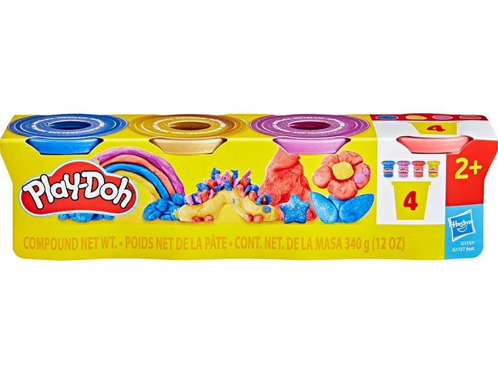 Play-Doh Knetmasse 4er Pack Metallic Schimmernde Kreativität in vier glitzernden Farben