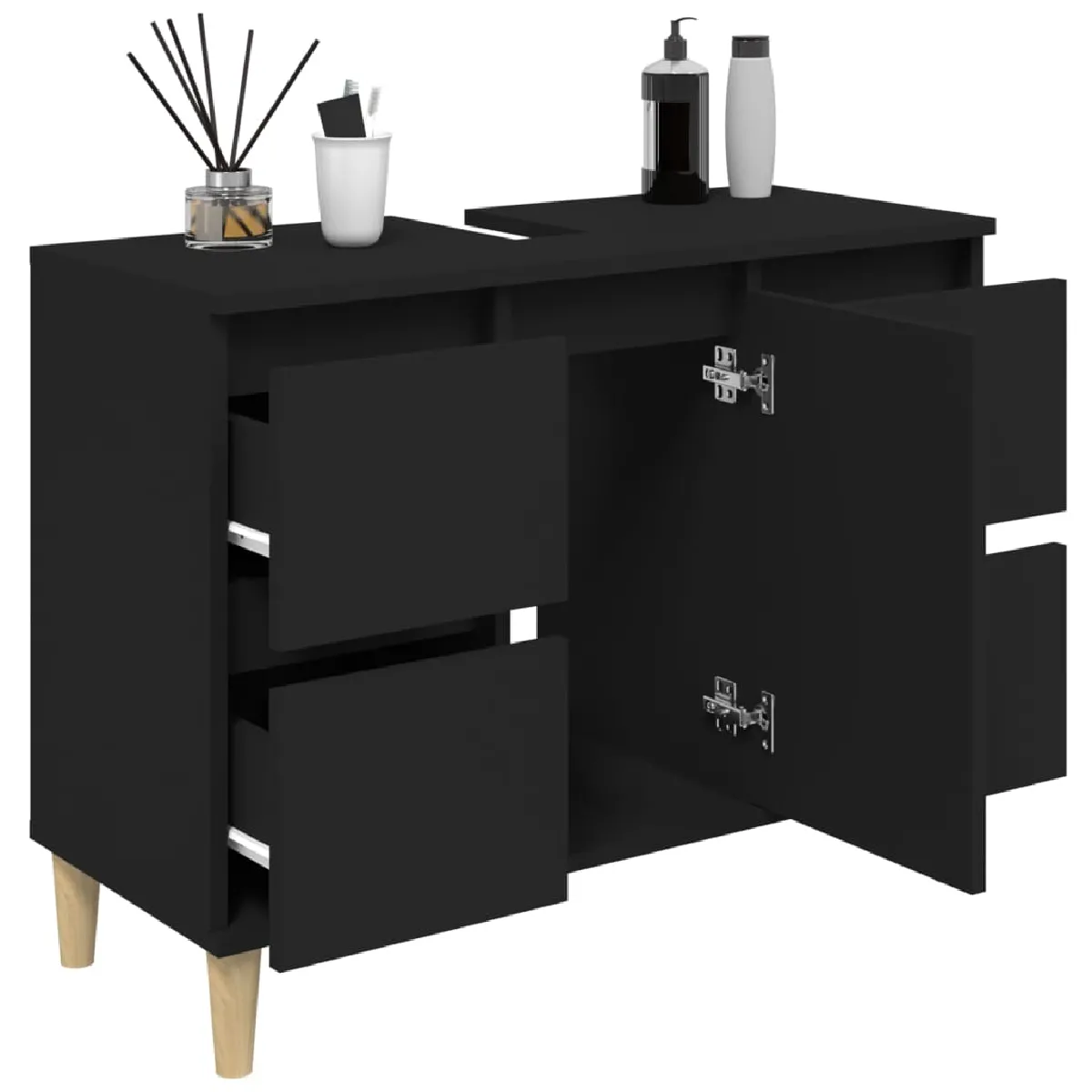 vidaXL Meuble d'évier noir 80x33x60 cm