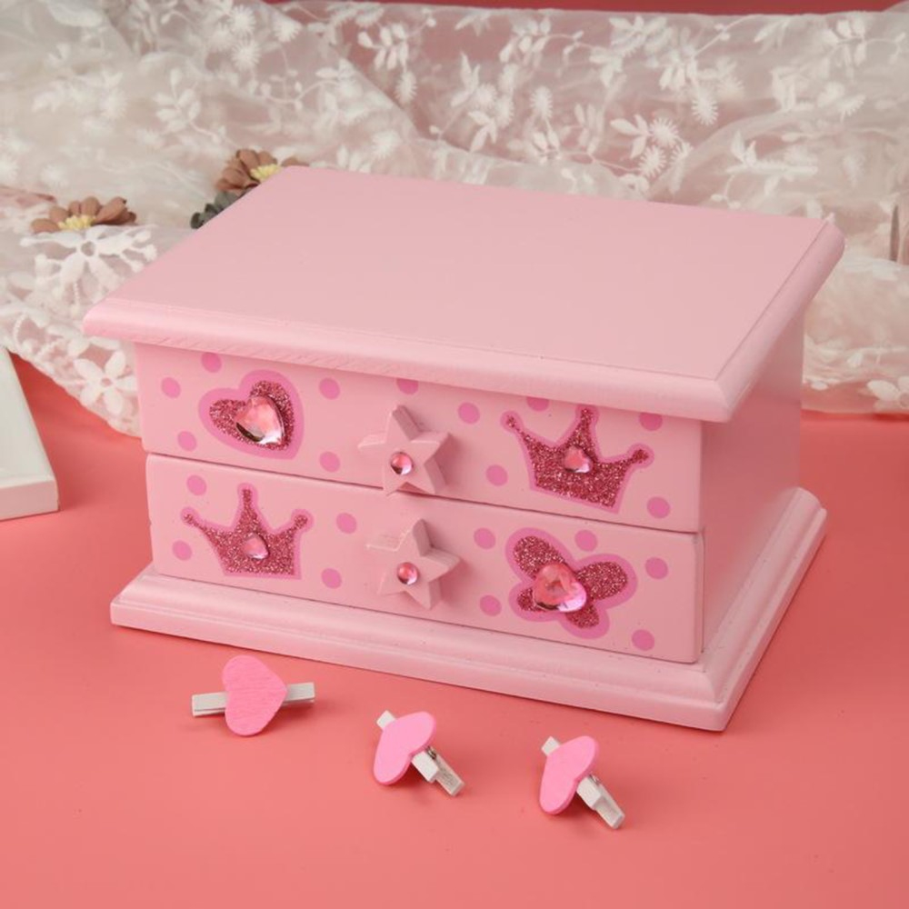 (17x11cm) 2in1 Holz Kinder Spieluhr Schmuck Kästchen Schatulle Home Dekoration - Ballerina