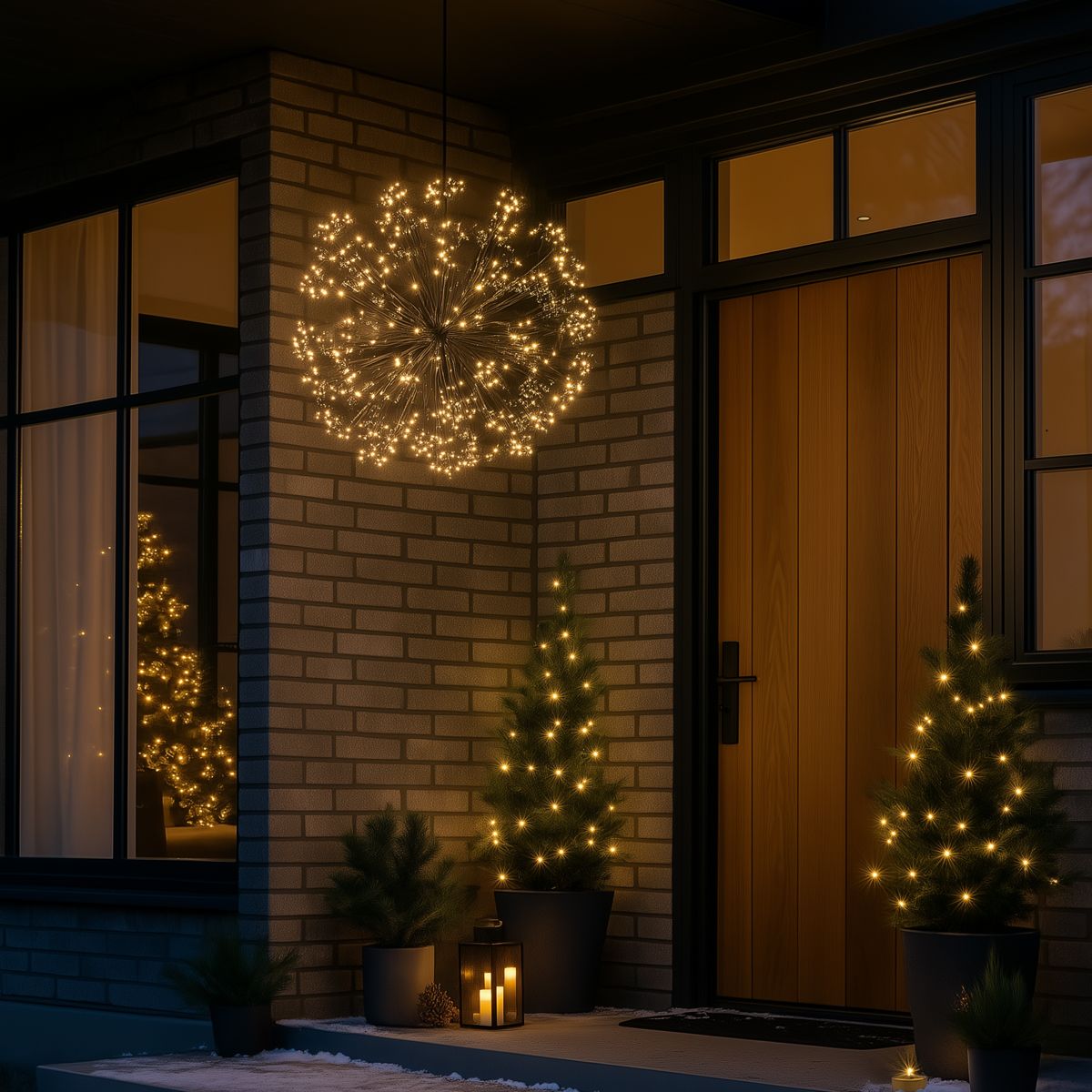 Kerst hanglamp bol zwart 60cm incl. LED met timer IP44 - Nobu