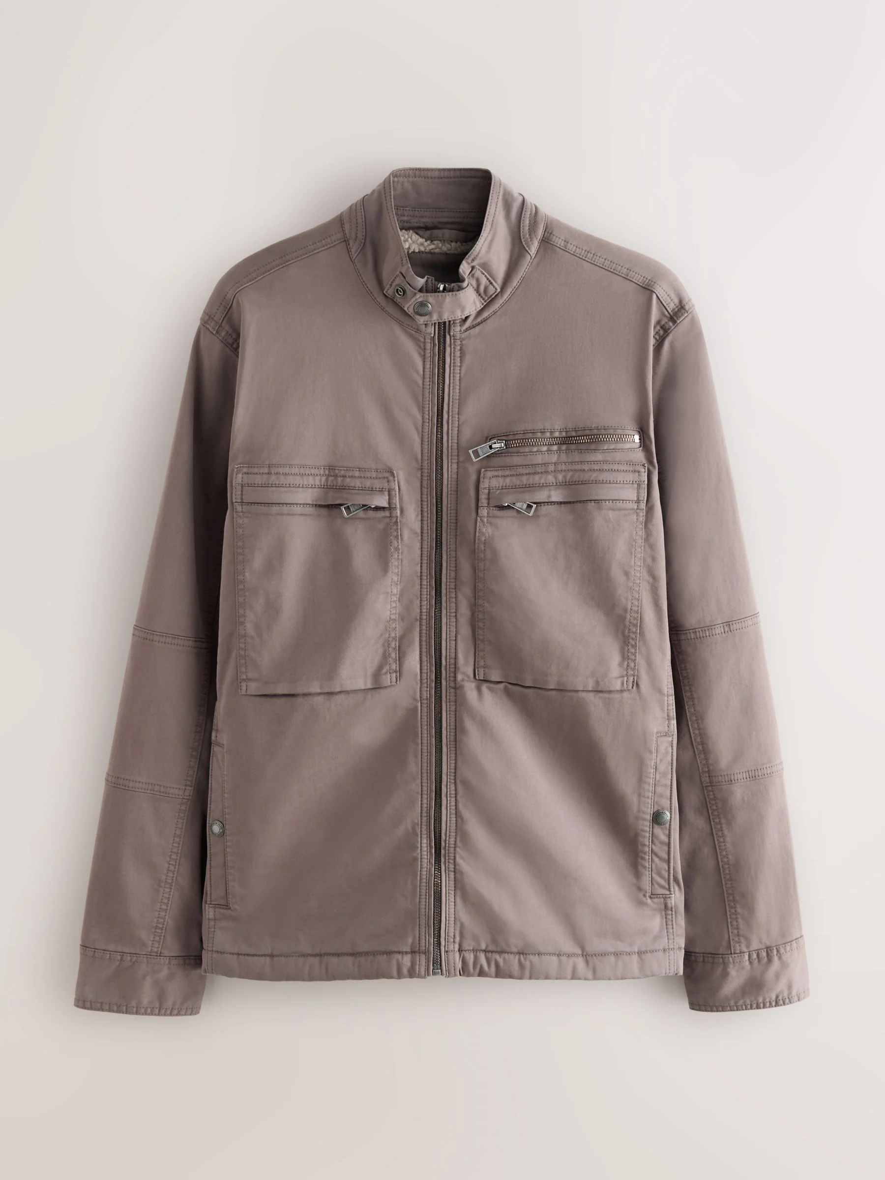 Neutraal - Borg Lined Zip Through Funnel Jacket