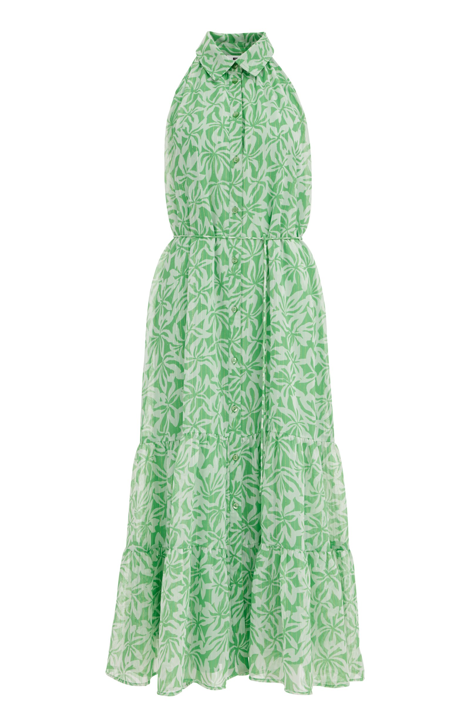 maxi-jurk met glittergaren WE Fashion Felgroen