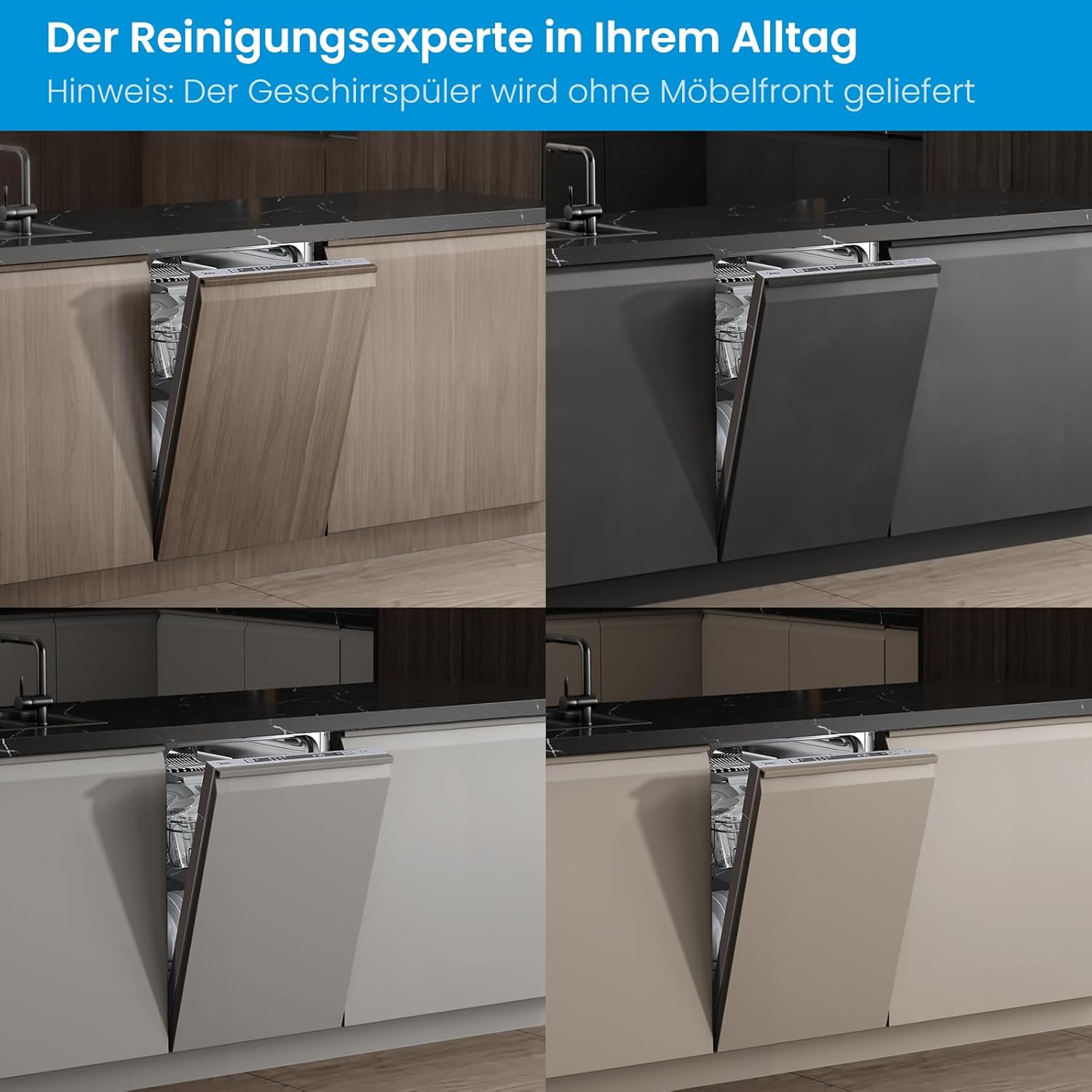 Midea MDWEB1014K Spülmaschine Vollintegriert 45 cm, 10 Maßgedecke, 8 Programme, Verstellbarer Oberkorb, LED Display, Halbe Ladung, Startverzögerung, Geschirrspüler Einbaugerät mit WIFI