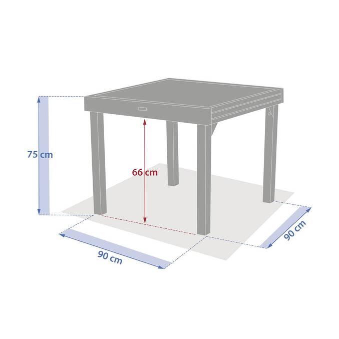 Table de jardin extensible carréee PIAZZA Epeautre / Argile