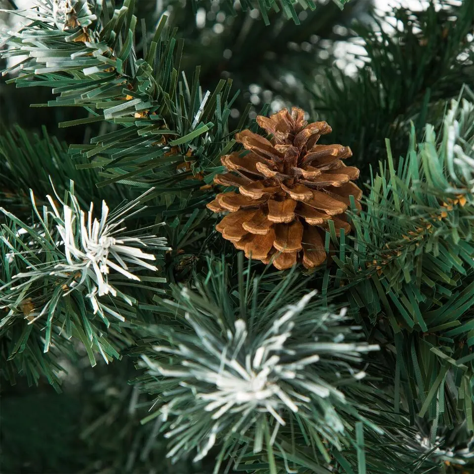 tectake Kunstkerstboom met dennenappels en metalen standaard 180cm, Groen