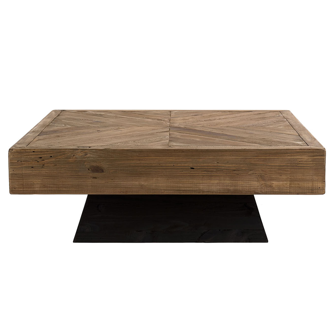 Macabane Table basse carrée bois Pin recyclé Andrian marron  - 99.5x99.5x35 cm