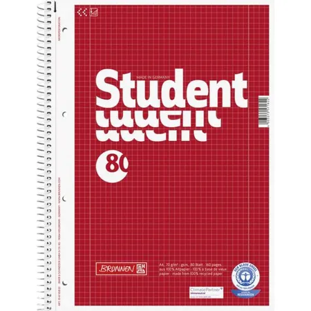 BRUNNEN Collegeblock Student, A4, 80 Blatt, gelocht, Lineatur 28