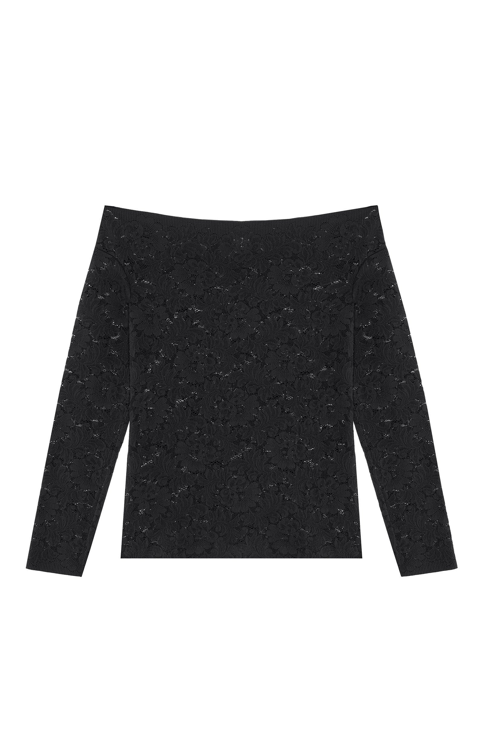 tasha Top en dentelle encolure bateau noir Noir