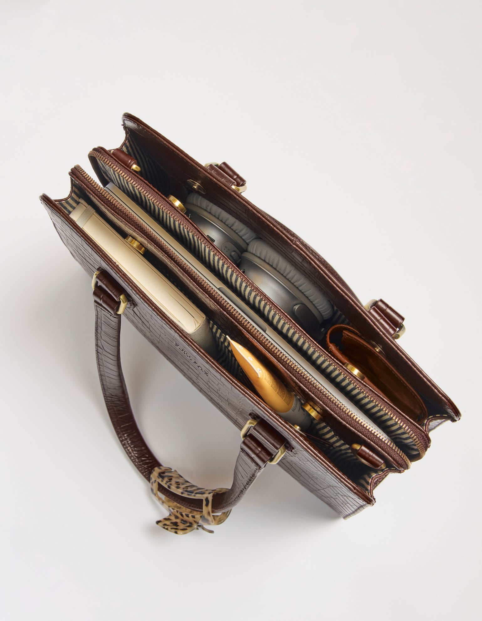 Blair - Chocolate Croco Print Leather