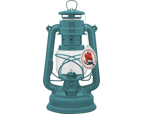 Feuerhand stormlantaarnset, aluminium, blauw/groen, inclusief kap en lampenolie