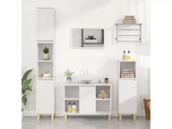 Meuble d'évier blanc brillant 80x33x60 cm bois d'ingénierie