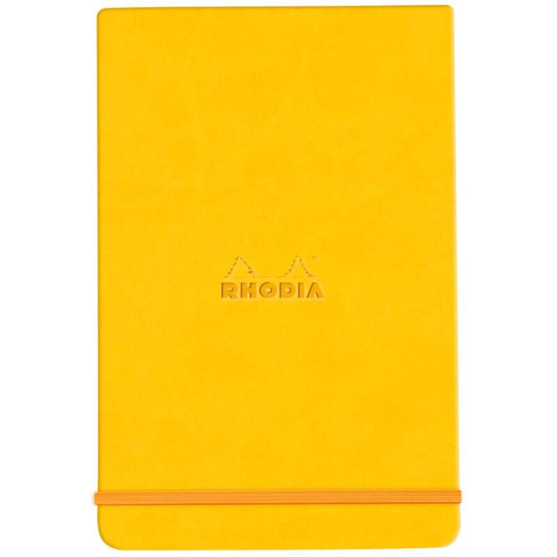 Rhodiarama Webnotepad rembordé rigide 9x14 cm 192 pages ligné microperforé papier ivoire 90g fermeture élastique - Jonquille