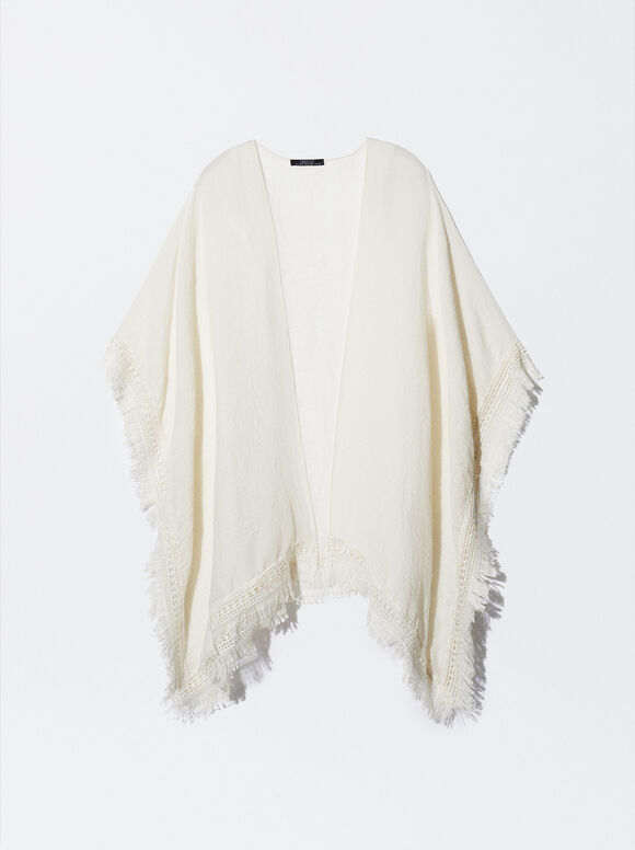 Caftan com franjas - Cru