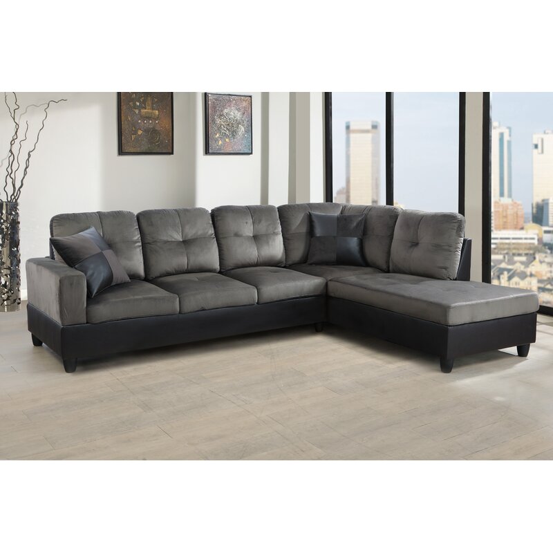 Burman 103.5&prime;&prime; Wide Faux Leather Sofa & Chaise