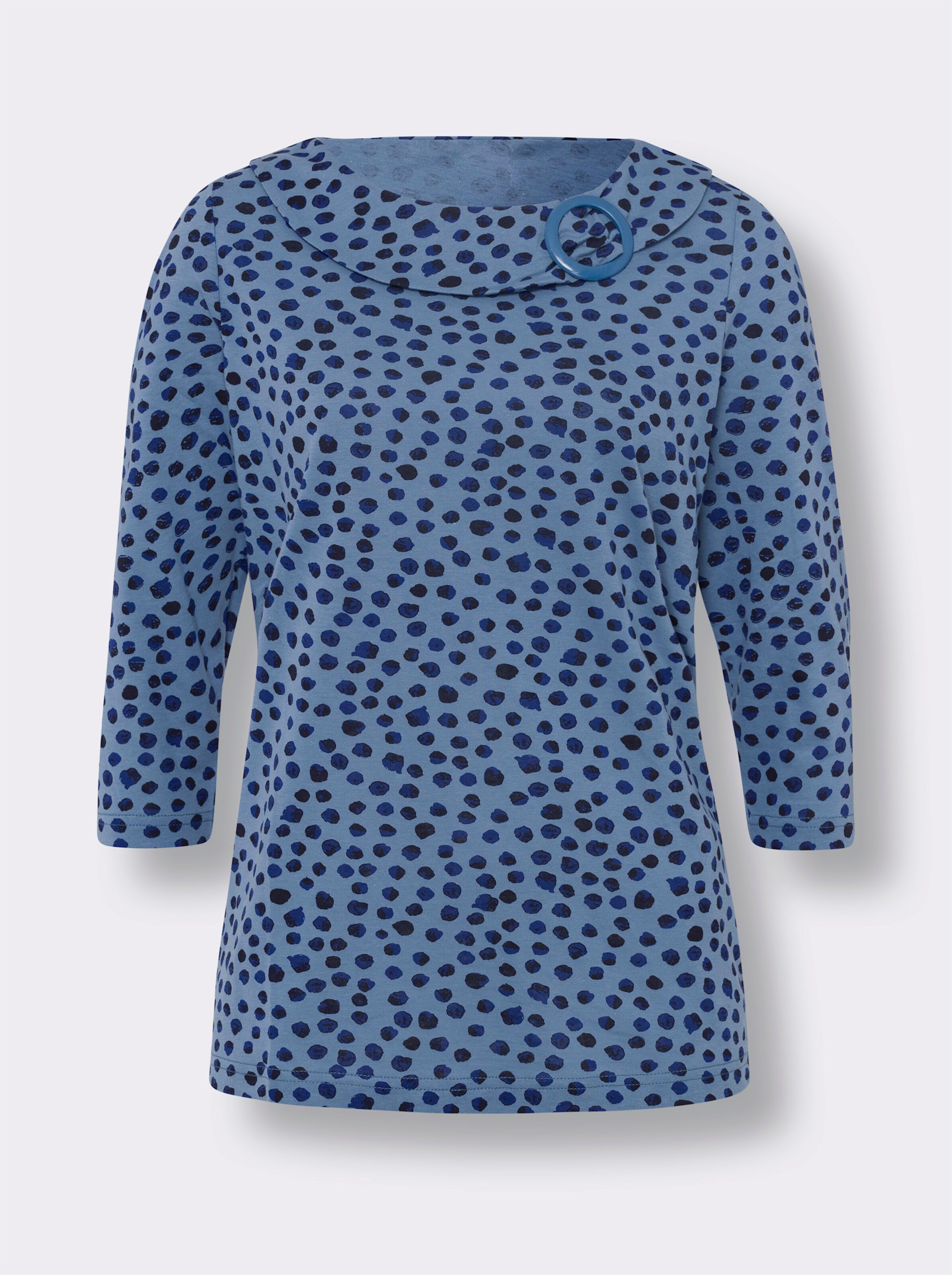 34-Arm-Shirt mit Zierspange am Ausschnitt