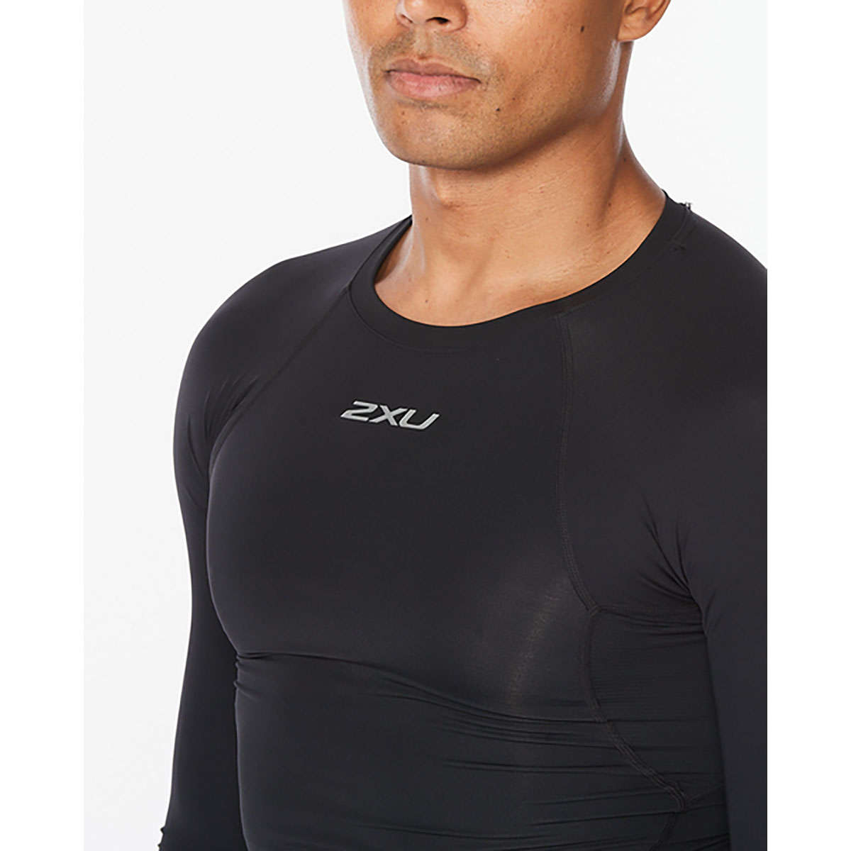 2XU Core Compression Hardloopshirt Lange Mouwen Zwart/Zilver Heren