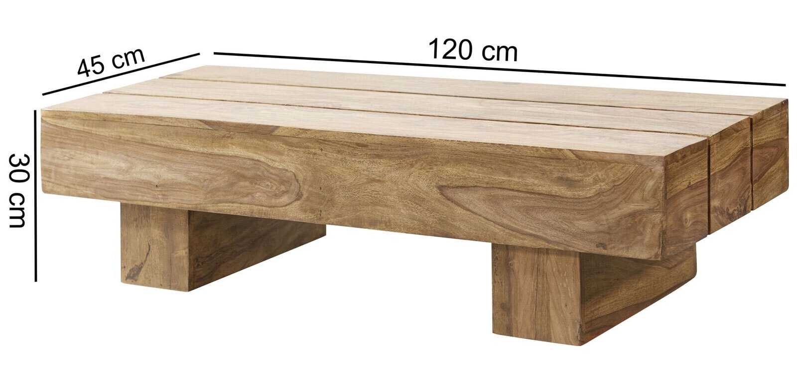 Couchtisch Marcalli 120x45 Massivholz Akazie