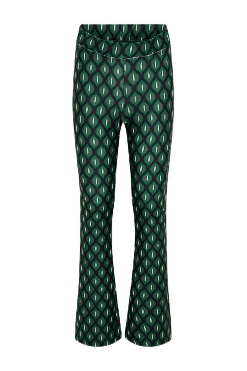 ONLY flared broek KOGESRA met all over print groen