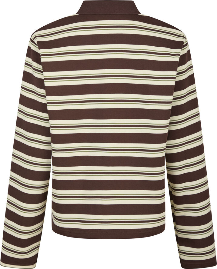 Neo Noir Mala Stripe Polo Blouse Brown