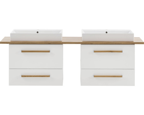 Badkamermeubelset Möbelpartner Duo 1652 BxHxD 165,2 x 61,5 x 50 cm, witte fronten met witte keramische wastafel