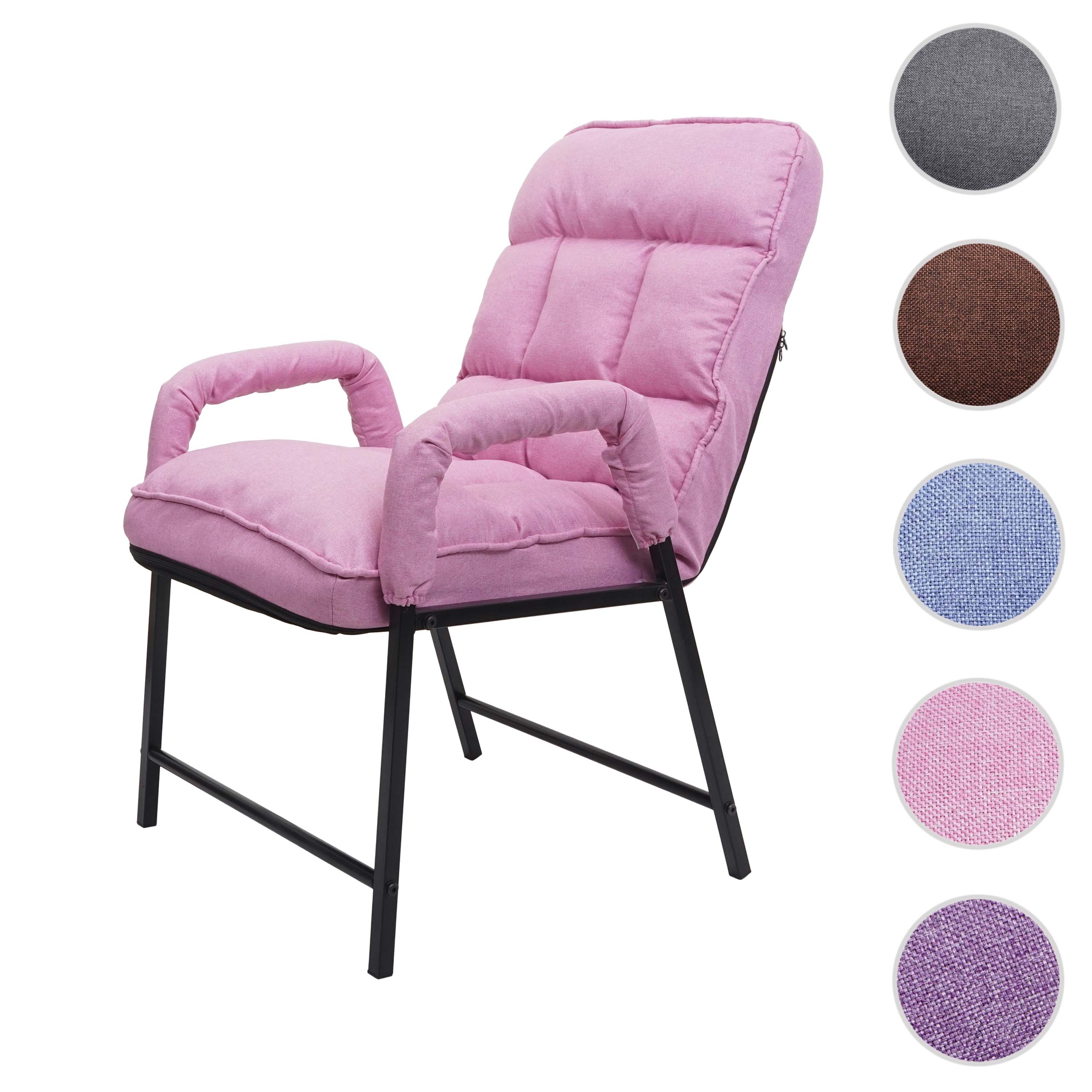 Esszimmerstuhl MCW-K40, Stuhl Polsterstuhl, 160kg belastbar Rückenlehne verstellbar Metall ~ Stoff/Textil rosa
