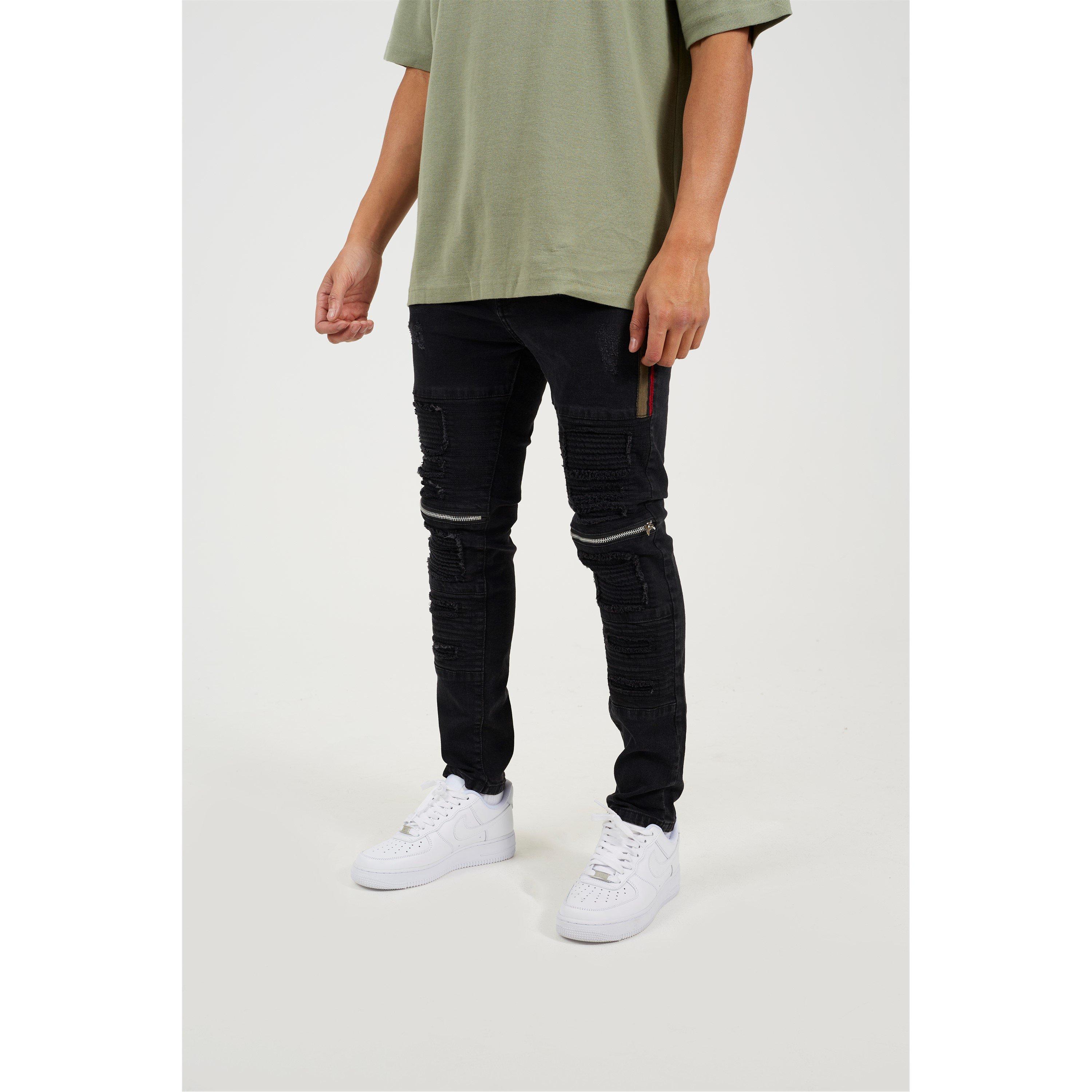 Brave Soul Charcoal Wash Bike Jean with Stitch Detail