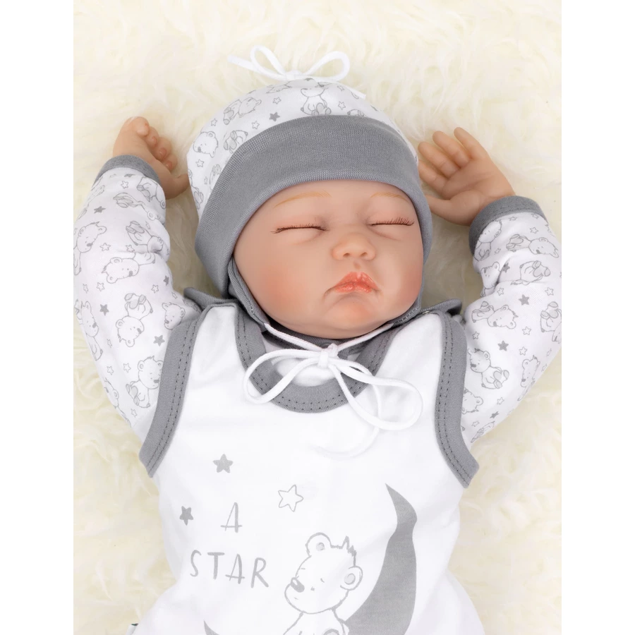 Baby Sweets 3tlg Set Strampler + Shirt + Mütze A star is born weiß grau
