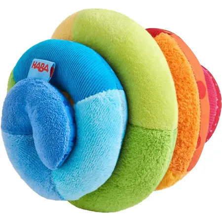 HABA 305090 Stoffball Spirale, Stoffspielzeug mit Rassel-Effekt