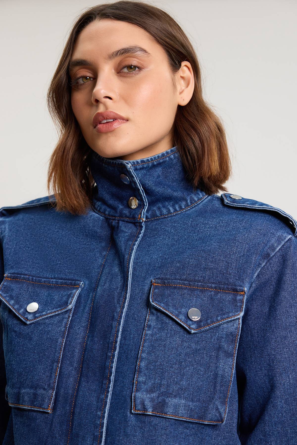KarenMillen Veste En Denim Courte À Panneaux Latéraux