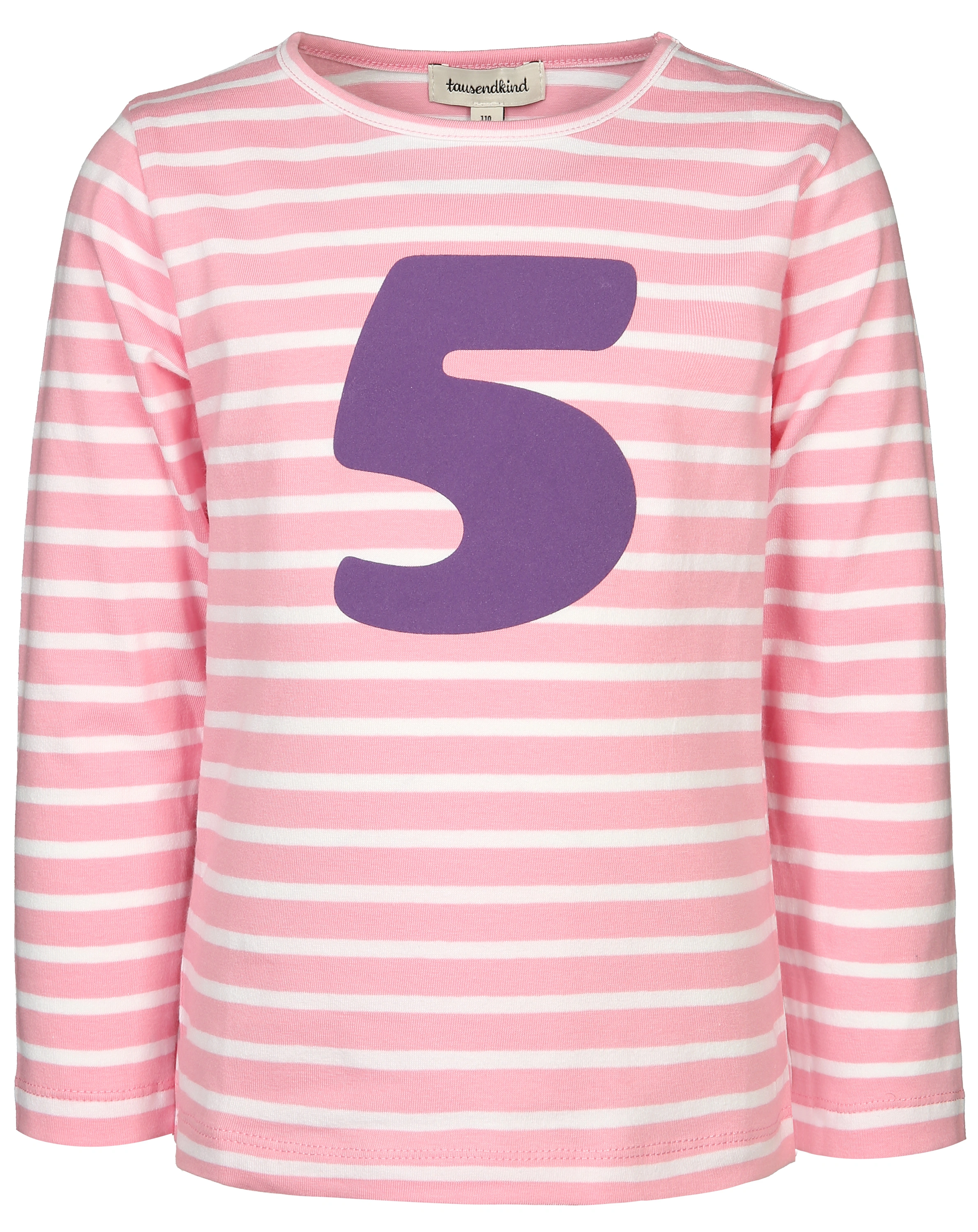 Langarmshirt 5 JAHRE gestreift in rosa/weiß